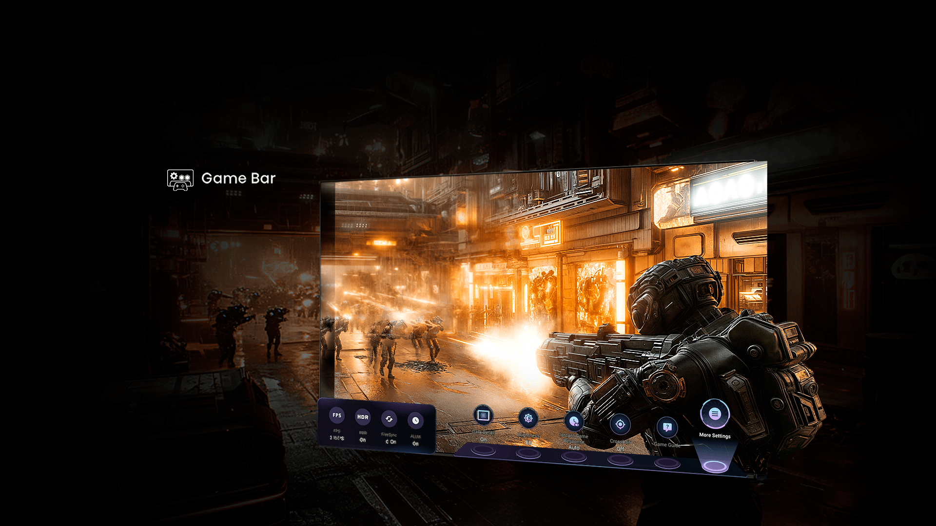 Imagem da feature Game Bar, para ajustes de vídeo enquanto joga