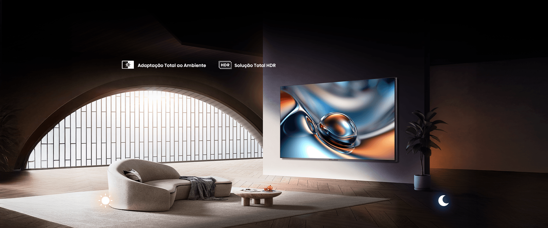Imagem mostrando a tecnologia HDR, para adaptação de imagem em qualquer ambiente
