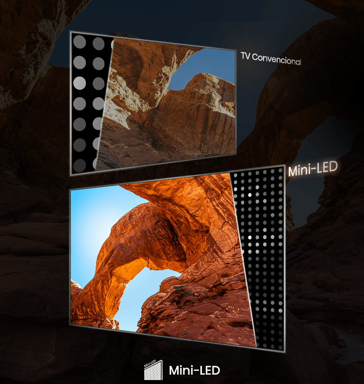 Imagem da feature Mini-LED PRO, que comprova a qualidade do brilho e o contraste profundo