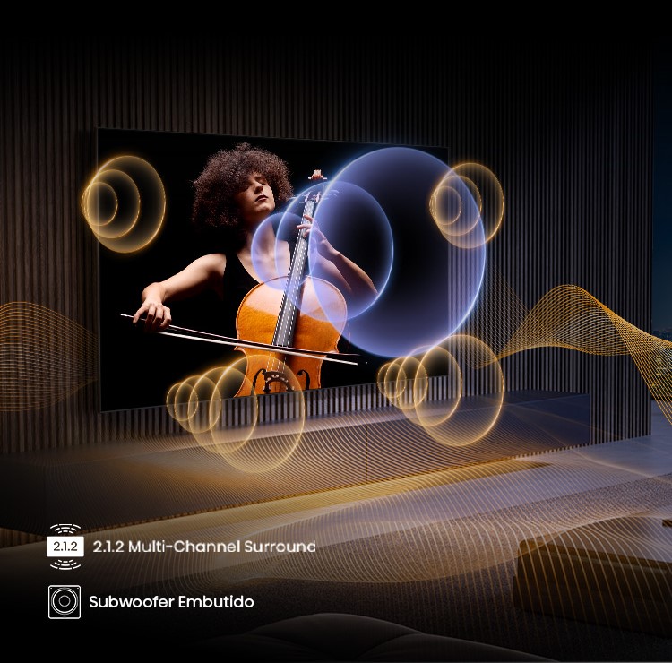 Imagem mostrando a alta qualidade sonora da TV